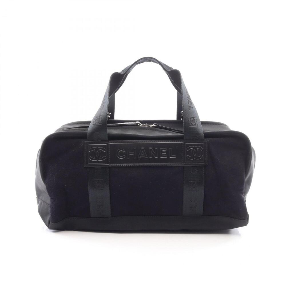 Chanel Sport Line Tote Bag Handbag, Wool Leather Nylon Canvas, Women's, Black